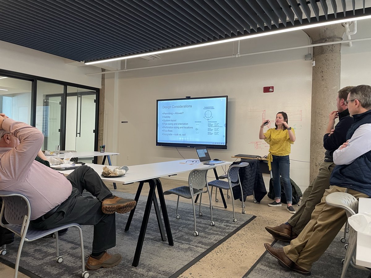 Thank you <a href="/LanganEngEnv/">Langan</a> for their underslab drainage presentation. A very engaging topic with good discussions about roles and responsibilities. Thank you to <a href="/TectonArchitect/">Tecton Architects</a> for hosting everyone! #structuralengineering #civilengineering #environmentalengineering