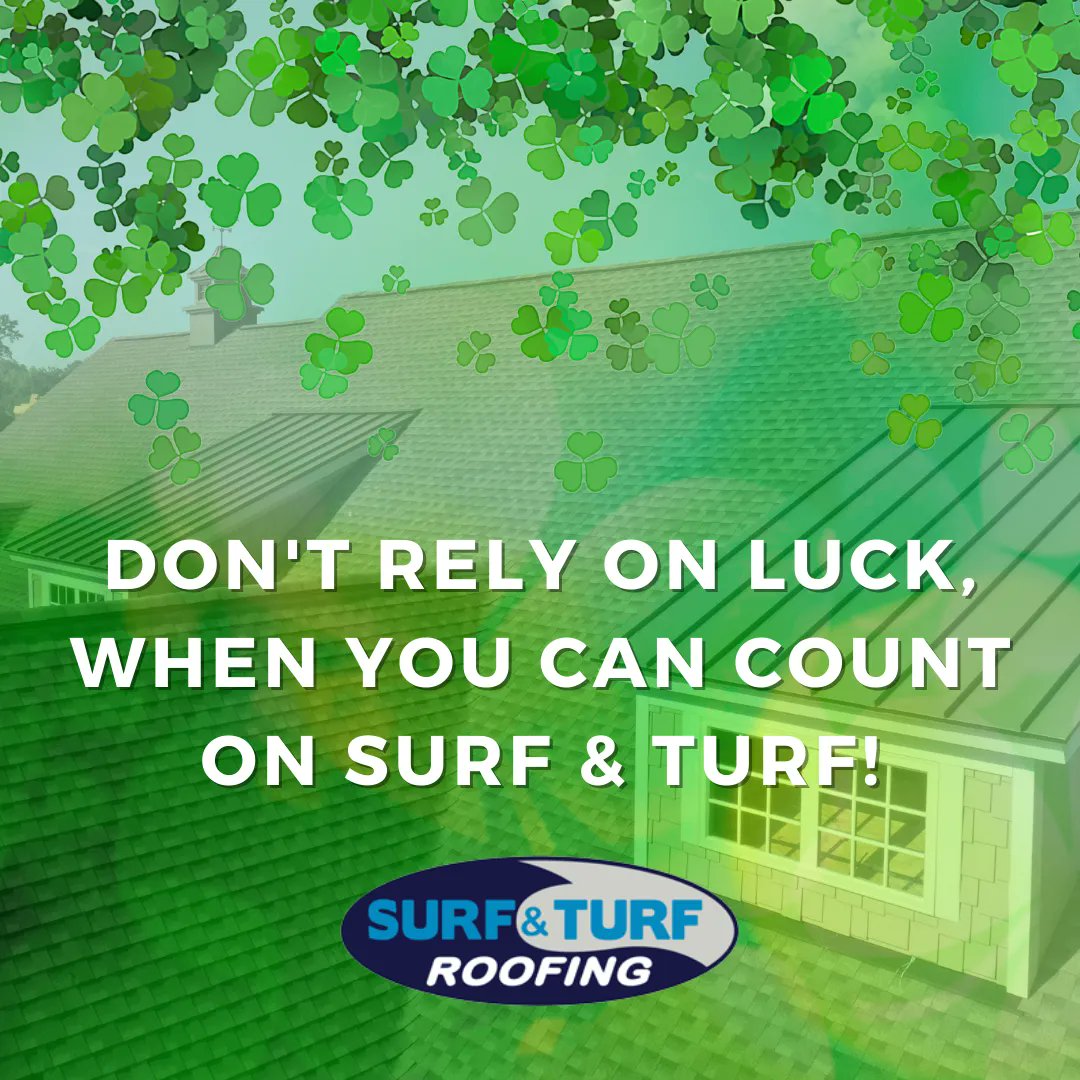 SurfandTurfRoof's tweet photo. Lucky people get roof leaks, too. Control your own fate by getting a free roof inspection.

#stpatricksday2023 #happystpatricksday #stpattysday2023 https://t.co/fdLydLAmk0