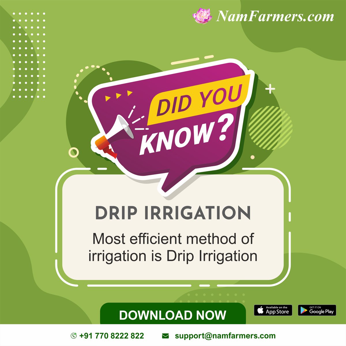 Most efficient method of irrigation is #Drip #Irrigation

Download Now:
app.namfarmers.com

#agriculture #agriquiz #agri #agricultureindia #didyouknow #facts #namfarmers #agriapp #farmerapp  #coconut #dripirrigation #followformore #agribuisness #followchallenge