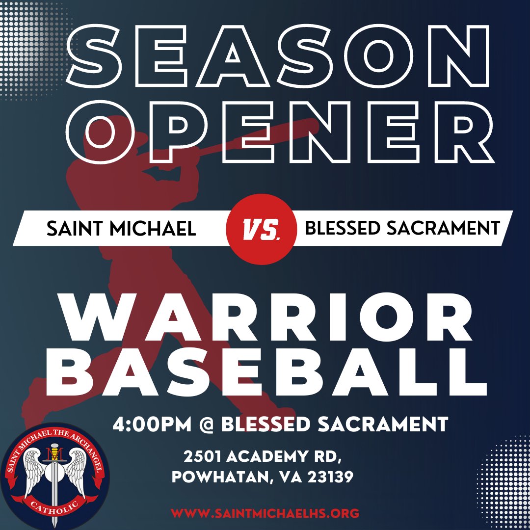 CALLING ALL BASEBALL FANS! Our season opener is today at 4pm at Blessed Sacrament. Go Warriors!