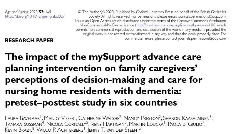 Exciting to see the wonderful work of Laura Bavelaar and the @mysupportstudy in print, exploring the effect of an intervention scaled up across 6 countries. #hpm #hapc academic.oup.com/ageing/article…