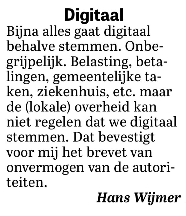boomerbrieven's tweet photo. Boomer-obsessie: digitaal stemmen. https://t.co/2ZMdwJzQnq