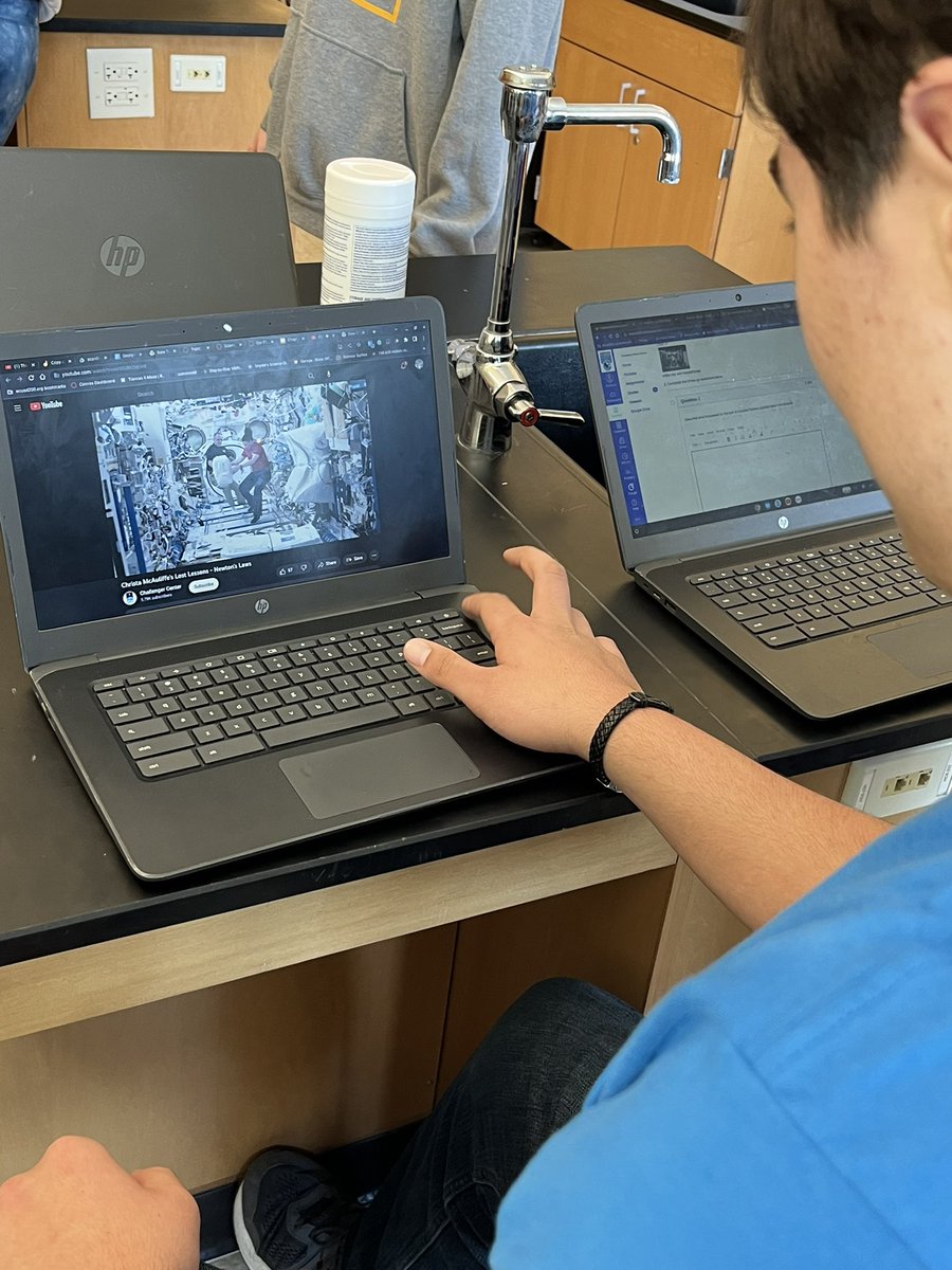 ScienceSnyder's tweet photo. The past few days we have explored each of Newton’s laws utilizing several of the lessons designed by Christa McAuliffe, the teacher who was aboard the Challenger Spaceship and even analyzed how the laws would apply in space. @CMSFalcons200 @WoodstockD200 @ChallengerCtr https://t.co/G5zby4k2uS