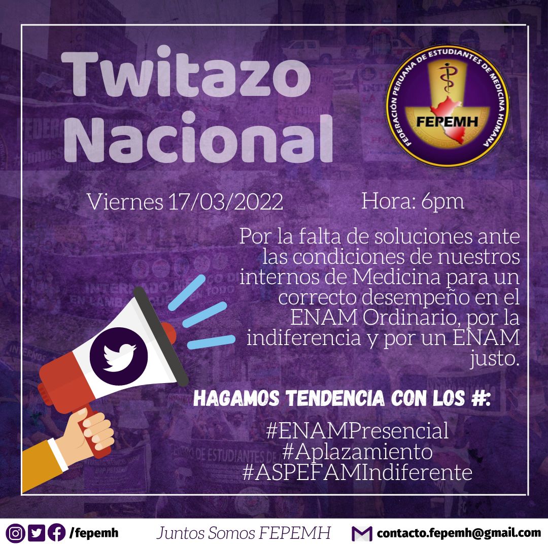 FEPEMH_'s tweet photo. #ENAMPresencial
#Aplazamiento
#ASPEFAMIndiferente

Que todos se enteren de lo que está pasando: irregularidades e improvisación del ENAM 2023

Hoy entra a Twitter y hagamos tendencia los #. Etiquetando a Aspefam y medios de comunicación. https://t.co/j8FzqTcVdV
