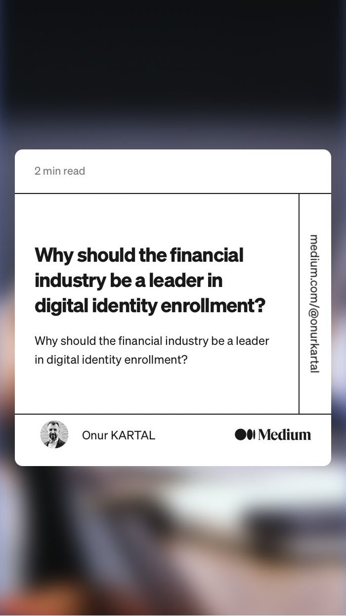 Digital Identity makes the life of individuals much more accessible. The need is more use cases. The financial sector and governments’ can cooperate to benefit both parties.

link.medium.com/9PlpACc3eyb