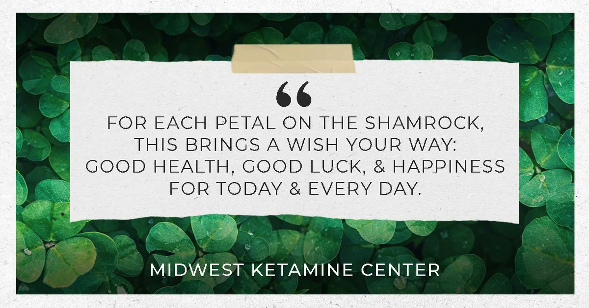 midwestketamine's tweet photo. “The day you decide to do it is your lucky day.” -Japanese Proverb

Happy #SaintPatricksDay! Make your own luck; schedule an appointment with our team to learn if #ketamine therapy might be a good option for you. Get in touch below.

📞 (224) 232-8910
💻 https://t.co/hqy9RLFVeH https://t.co/et0WhfAqOc