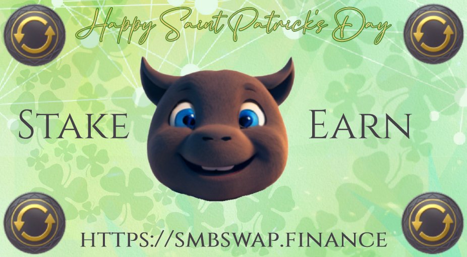 🍀Happy Saint Patrick's Day!

📈Check out the APR% on these pools
smbswap.finance/pools

👥Join the community
discord.gg/SMBEmpire

#BNB #altocins #100xGems #bullrun #crypto #DEX #AMM