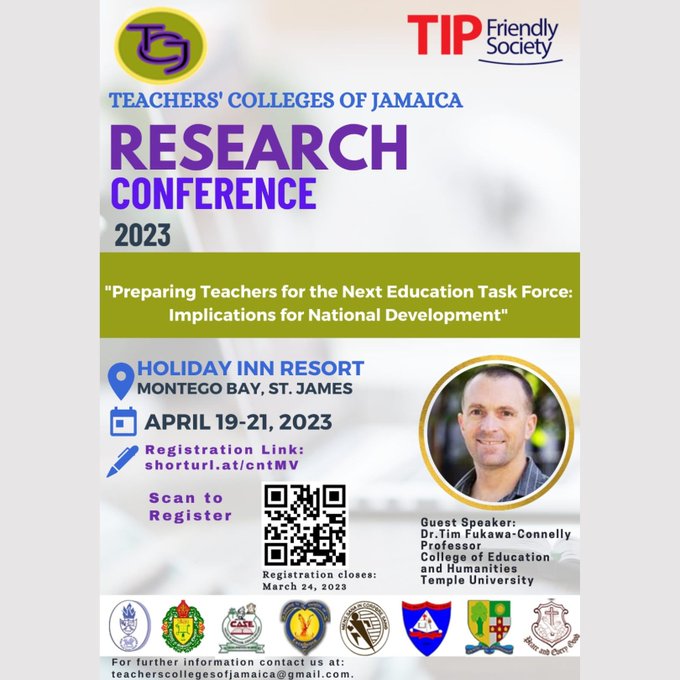 SamSharpeTC's tweet photo. Teachers Colleges Of Jamaica
Research Conference | Apr 19-21, 2023.

Registration Link: https://t.co/IrRqV0paHF

#sstc #teacherscollegeofjamaica #researchconference
#samsharpeteacherscollege #collegesinmontegobay
#stjames #conferencesinJamaica #holidayinresort
#holidayinnjamaica https://t.co/mf1lTurpZk