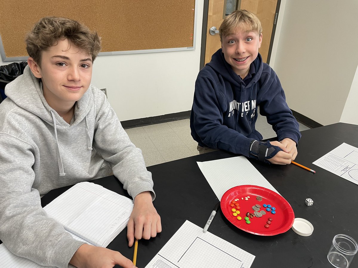 G7 Science students exploring and graphic genetic trait probability with a fun hands on activity. #inquirybasedlearning @TheMVSchool