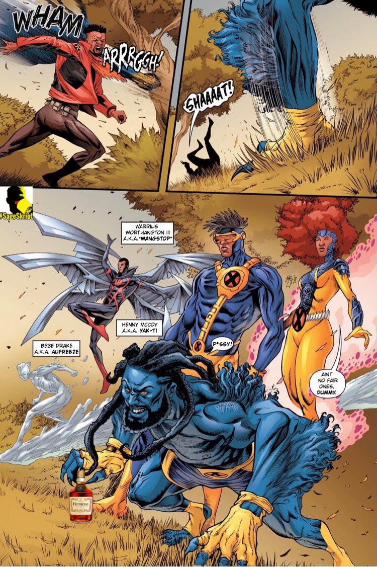 Sageskript's tweet photo. Previously on…the X-men…
“BlackKoa”
#Sageskript
#Parody
#Xmen
#Makeminesmarvel
#allblackeverything
#Bishop
#Onchawls
#Iputtthatonchawls
#hennessy
#Wheelrecognizewheel
#Itsup
#Makethiscanon
#Baltimore
#Newyork
#youknowthevibes https://t.co/heImTtp00p