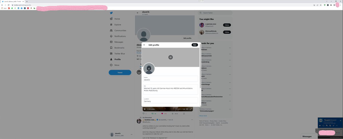 CyberDomGer's tweet photo. Any ideas what I should put in #subs bio? I have full access via #teamviewer to his account and his computer :-) https://t.co/MZ8sUziGrr