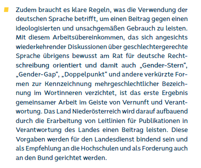 MartinThuer's tweet photo. Aus dem Arbeitsübereinkommen von ÖVP-FPÖ in Niederösterreich zu geschlechtergerechte Sprache. https://t.co/oombK7P89Y
