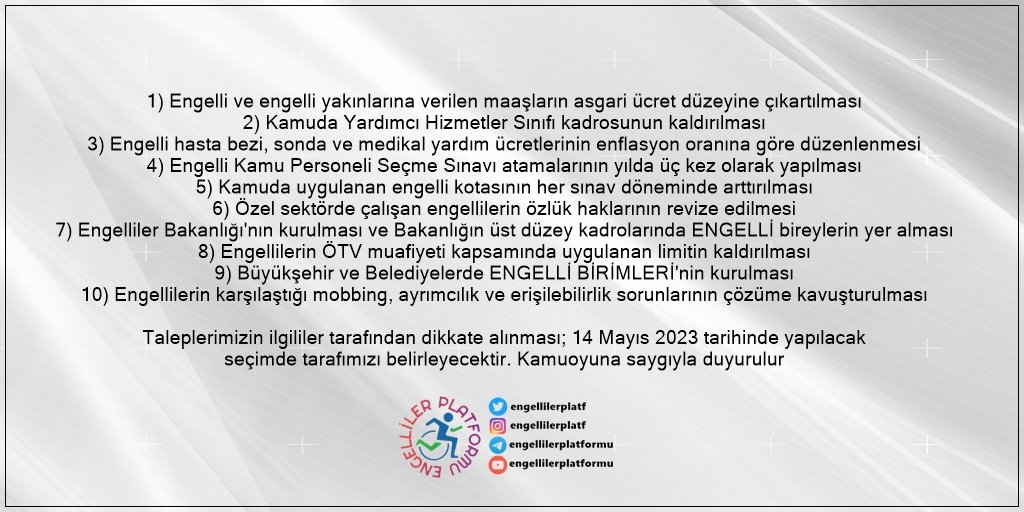 engellilerplatf's tweet photo. Kamuoyuna saygıyla duyurulur. https://t.co/YsP0aZozor