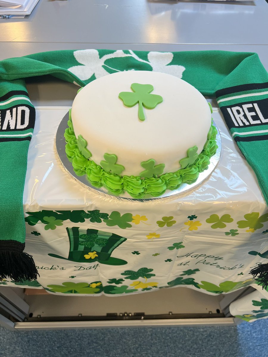 St Patrick’s Day celebrations in the Sheffield office #StPatrickDay #irishpartner #poshcake #officedog