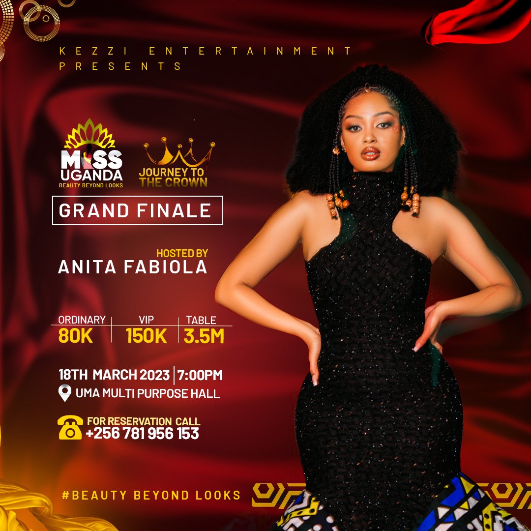 The day is upon us. If @Anitahfabiola is hosting you know it's going to be great. Early bird tickets end today so don't forget to buy and continue voting #journeytothecrown #MissUganda2023 #MissUganda2023Finale #makulatv #startimes