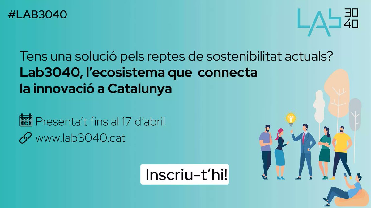 PRUAB's tweet photo. 💡Tens una iniciativa innovadora i que alhora és sostenible? Presenta-la al #Lab3040 i col·labora a trobar una solució als reptes de l'economia catalana!

🤝 Un projecte que uneix universitats, corporacions, pimes, centres tecnològics i administracions
https://t.co/0NNa0HOiqT https://t.co/RsTpePuDWY