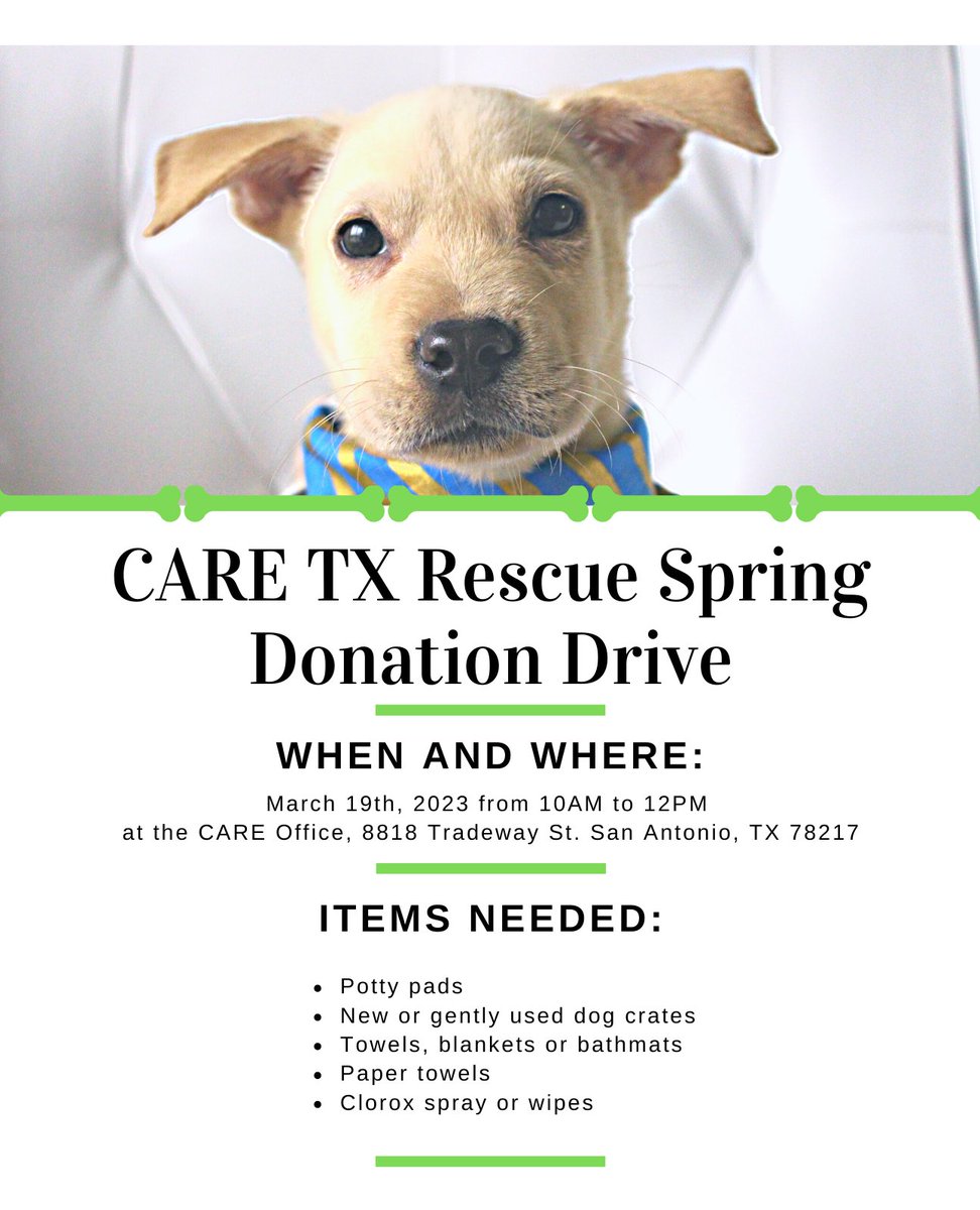 Help us help them 🐾 Swing by the CARE office on Sunday and show your support with some of the items from our list and get a puppy snuggle or two. 💚