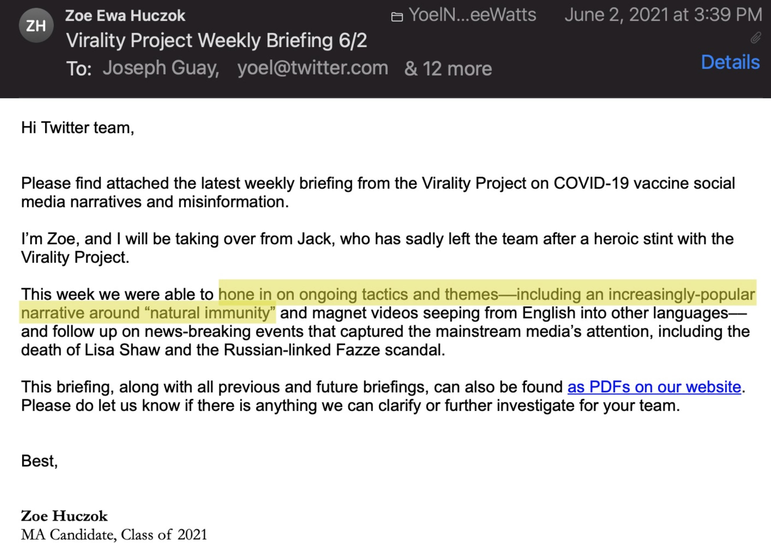 23.VP was repeatedly, extravagantly wrong. In one email to Twitter on “misinformation,” it spoke of 