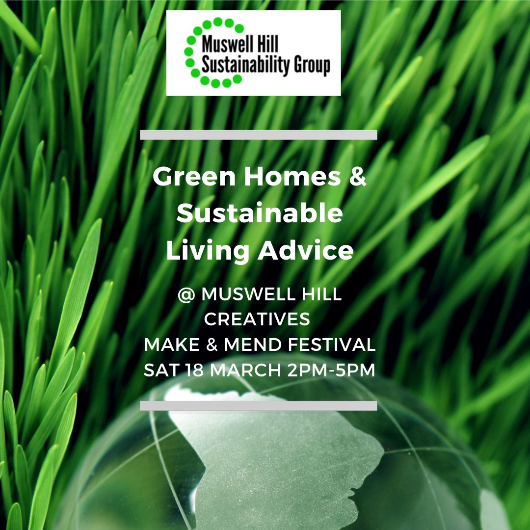 Come & talk to @MuswellHillSust at our Make & Mend Festival tomorrow - 2pm-5pm @alexparkparish about Green Homes & sustainable living mhsgroup.org Making & Mending Workshop spaces still available. Book: muswellhillcreatives.com/make-and-mend #MuswellHill #GreenHomes #Sustainability