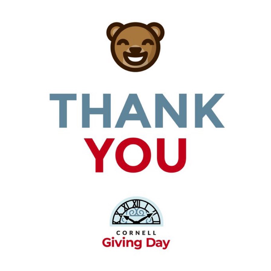 Thanks to everyone for your support on #cornellgivingday and always!! 🐻