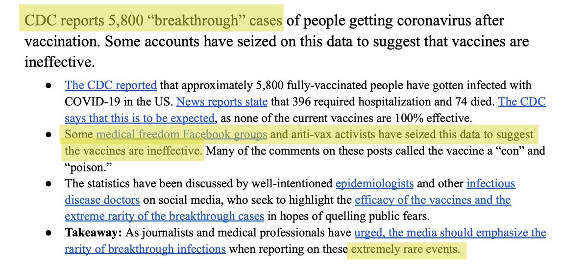 24.The VP in April 2021 mistakenly described “breakthrough” infections as “extremely rare events” that should not be inferred to mean “vaccines are ineffective.”