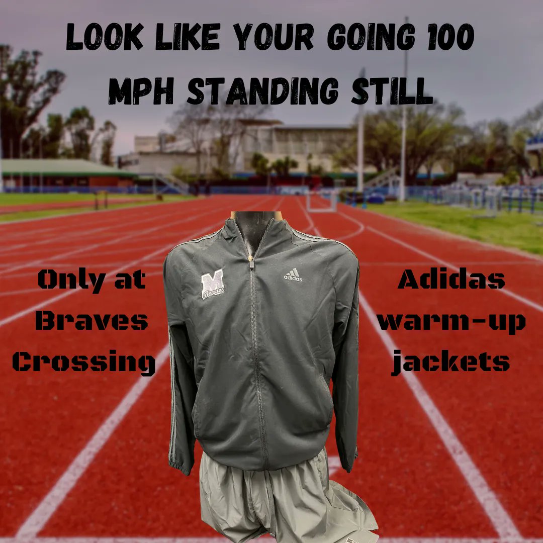 track season is here, so stop by Braves crossing  and get yourself a Braves adidas warm-up jacket. Stop by soon and get 25% percent off the jacket and start your season off right!

#mandanschools #mandanbraves #GoBraves
#FamilyTies <a href="/mandan/">dan kelleher</a> braves track and field