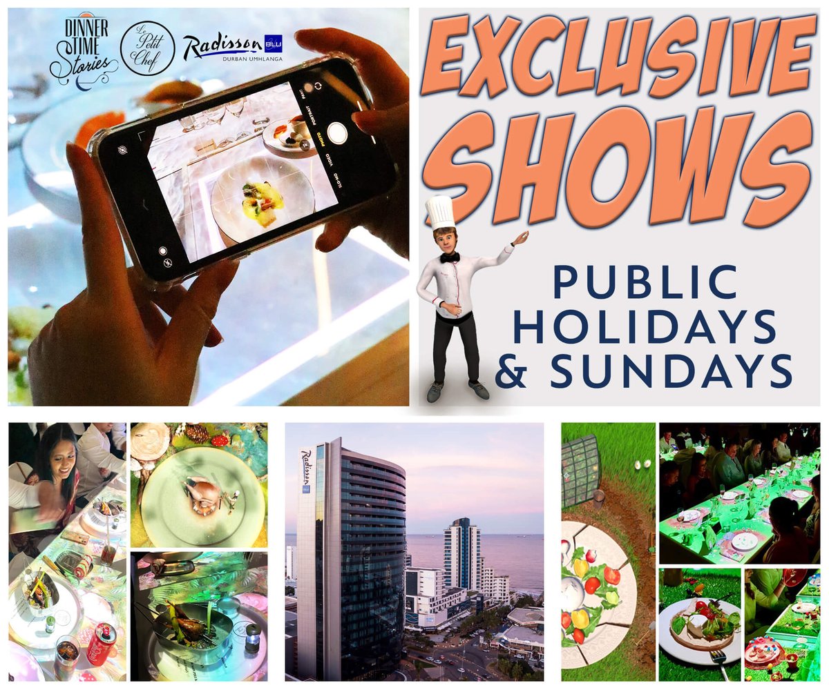 lepetitchefsa's tweet photo. My new public holidays & Sunday shows! https://t.co/NIMH4WcQRp
#newshow #exclusiveshow #limitspace #limitedtime #showtimes #publicholiday #Sunday #whattodo #whatsondurban #durbanactivity #dinnerdate #datenight #sundayfun #familyfun #DinnertimeStoriesSA https://t.co/pvGuJq0X9P