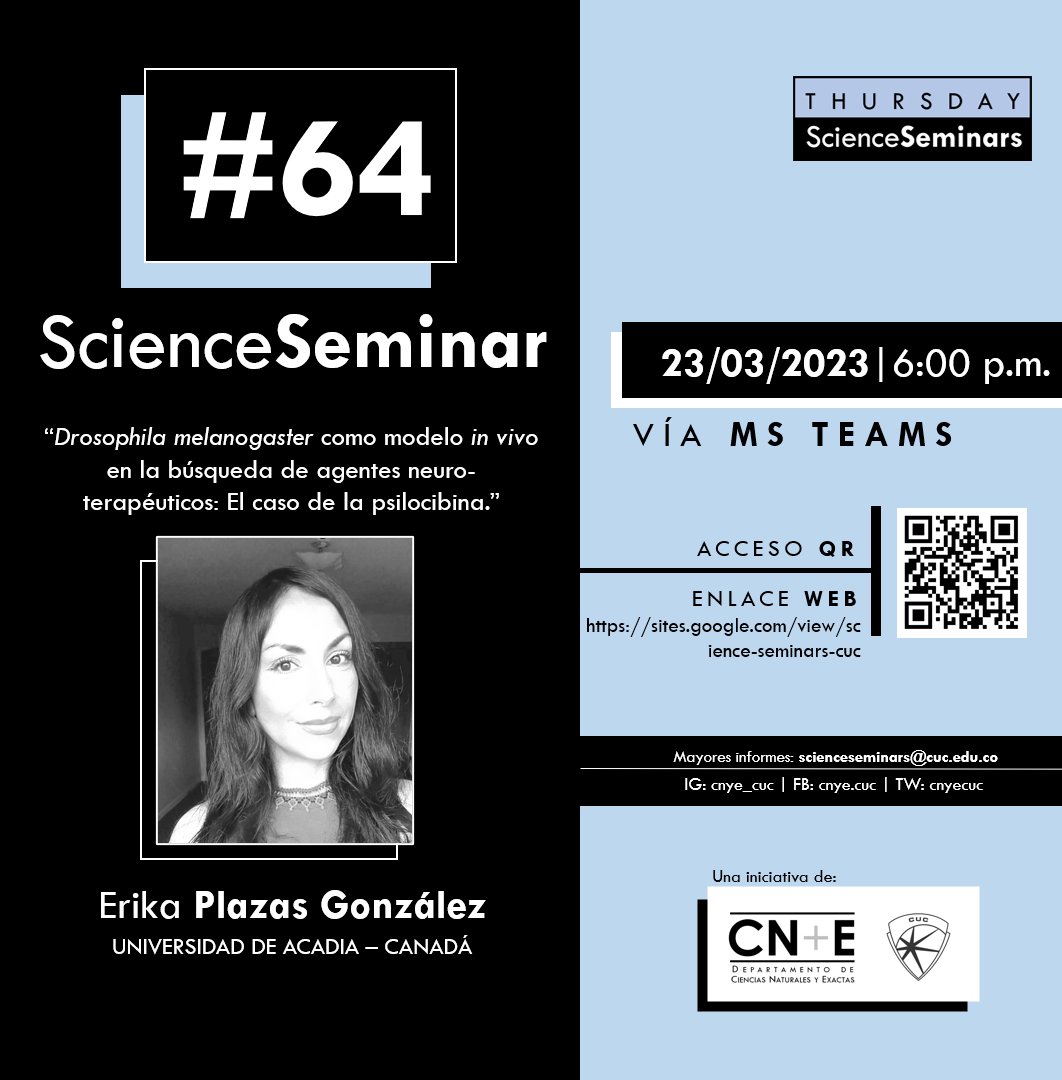 cnyecuc's tweet photo. 👩🔬🇨🇦 El #ThursdayScienceSeminar número 64 será con la investigadora Erika Plazas, de la Universidad de Acadia (Canadá) 🇨🇦 👩🔬
Visita el enlace en nuestra bio (o escanea el QR) para registrarte al evento.
¡Te esperamos! https://t.co/VBc7cwm8Og