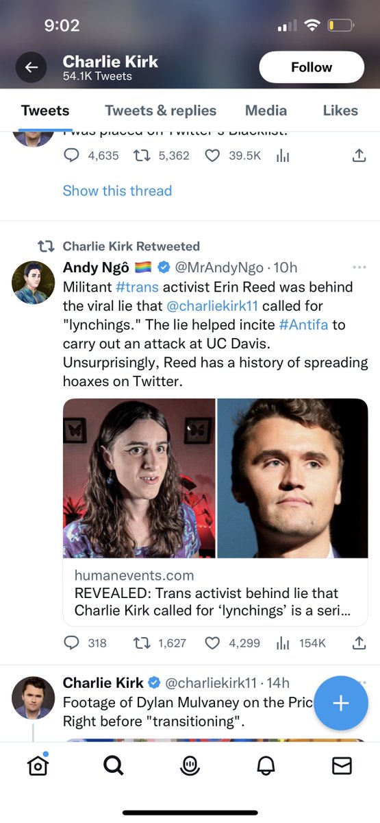 ErinInTheMorn's tweet image. Lol, Andy Ngo and Charlie Kirk REALLY hate that I called them out for Kirk’s video which can really only reasonably be interpreted as a call for violence against trans people.

Sorry dude, going to keep calling out your kinds threats every time I see it.