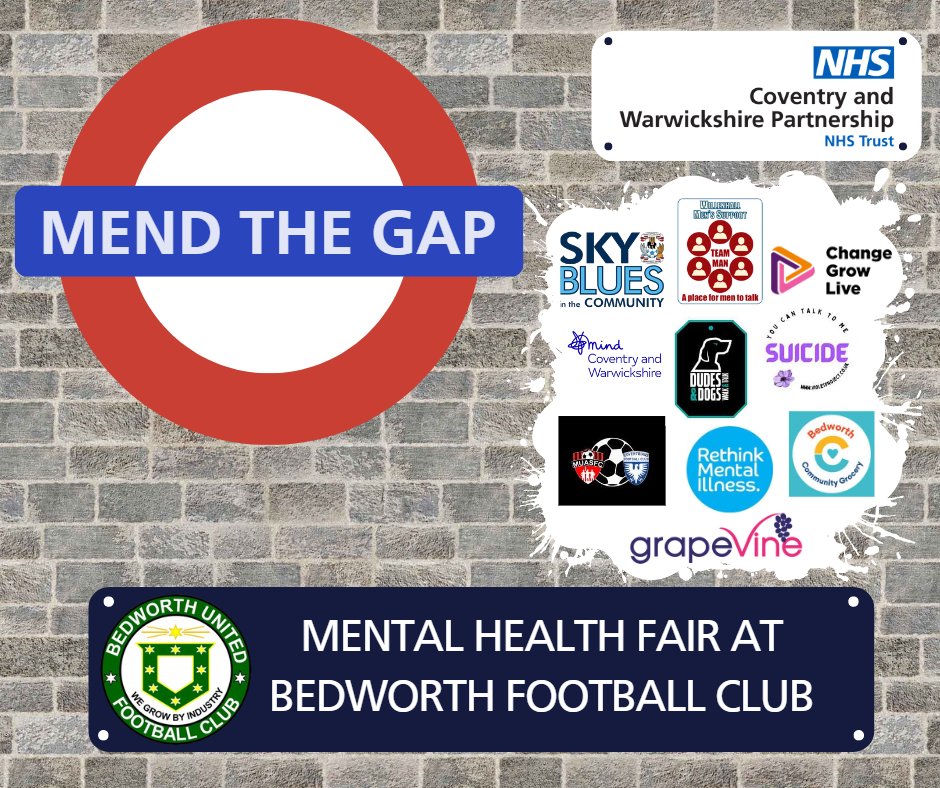 Organisations from across the NHS, the voluntary sector and beyond are coming together for the next Mend the Gap event to show support available locally for people struggling with their mental health 🚇

All are welcome 1pm - 4.15pm. Wednesday 22 March.
bit.ly/3FxOrKZ