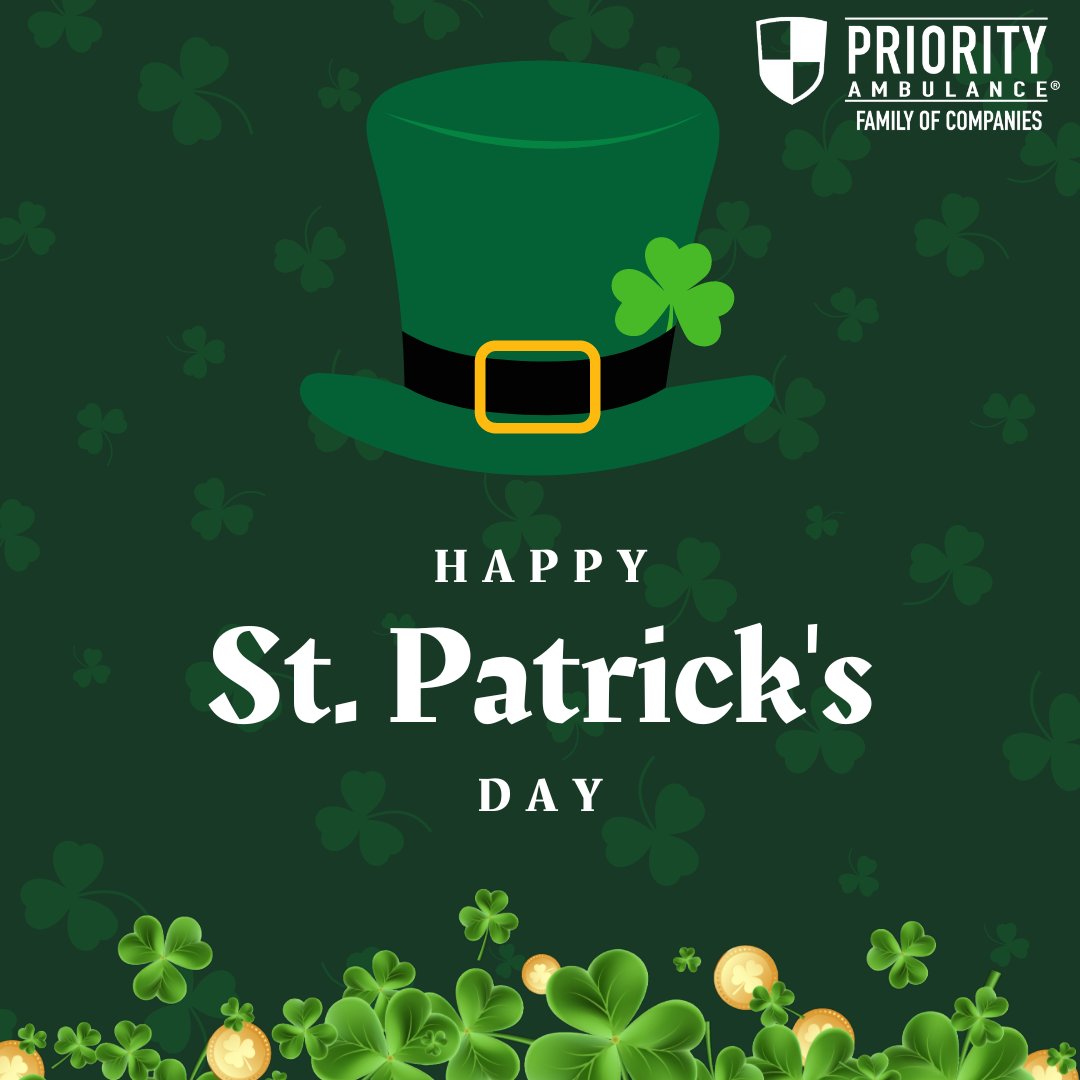 PriorityAmb's tweet image. Wishing you and your family a safe and happy St. Patrick’s Day! 🍀