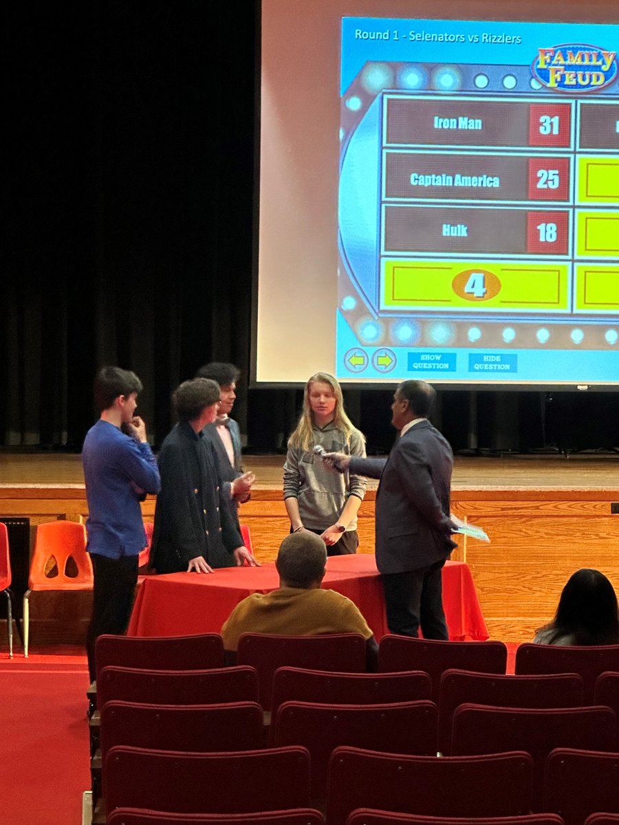 HUGE shoutout to our NHS for organizing a great Family Feud event for their Group Service Project.  All proceeds will go to benefit the Derby Public Library.  Congrats to the winning team, The Rizzlers (Sophie, Sofia, Tre'vion and Ms. Shea)! <a href="/DerbyRedRaider/">Derby High School</a>  <a href="/RedRaiderCT/">MaskedRedRaider</a>