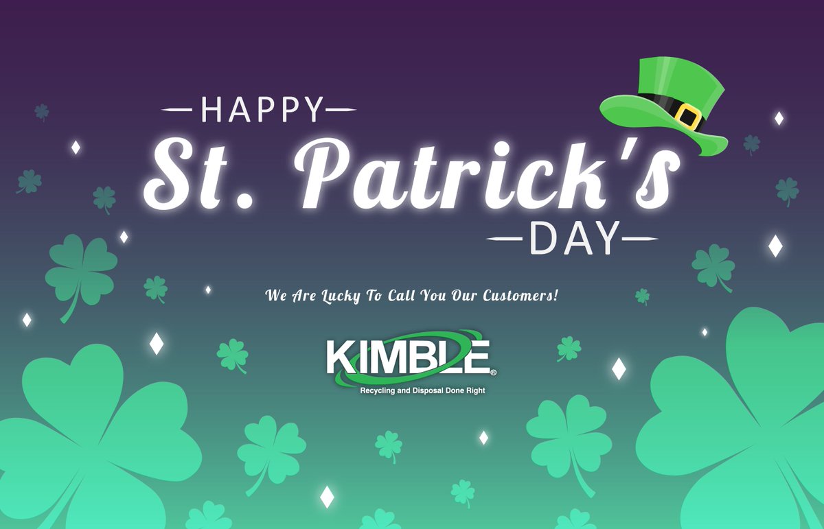 KimbleCompanies's tweet photo. Happy St. Patrick's Day from all of us at Kimble! We are lucky to have you all as customers! https://t.co/3hHRnjC06n