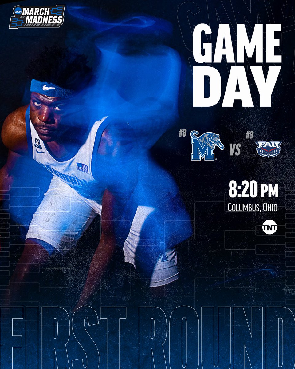 Memphis_MBB's tweet image. Time. To. Dance.

🏀 » No. 9 FAU
⏰ » 8:20 PM 
📍 » Columbus, Ohio
📺 » TNT

#GoTigersGo