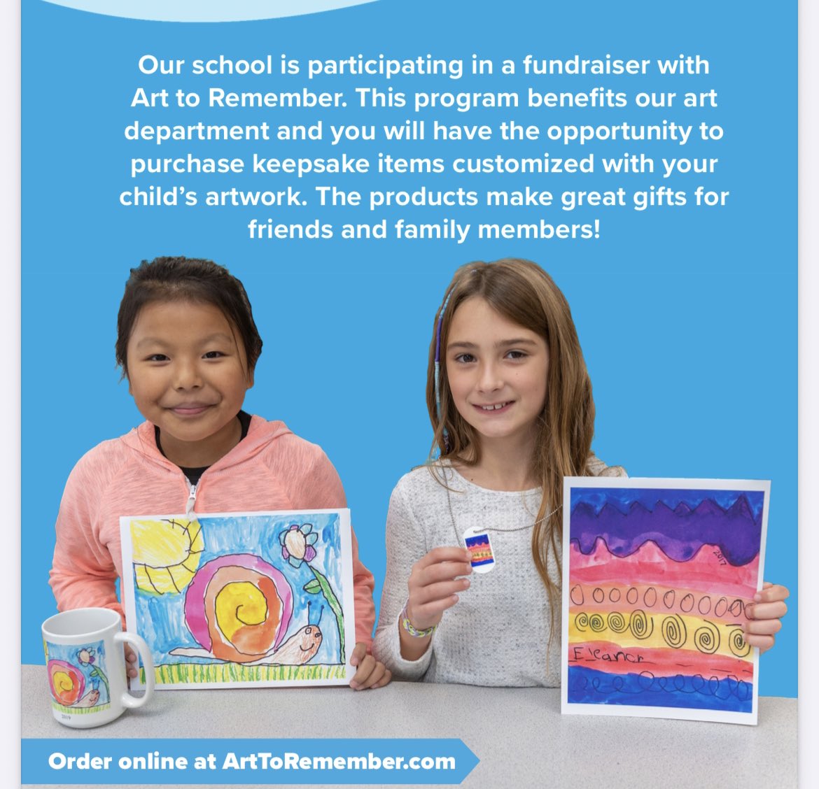 Art to Remember personalized order forms will be in and distributed next week! So keep and eye out in your students backpacks!!! <a href="/Frps_Tansey/">James Tansey School</a> <a href="/ArttoRemember/">Art to Remember</a> use this link if you would like to start shopping now! arttoremember.com/school/P4L9RL