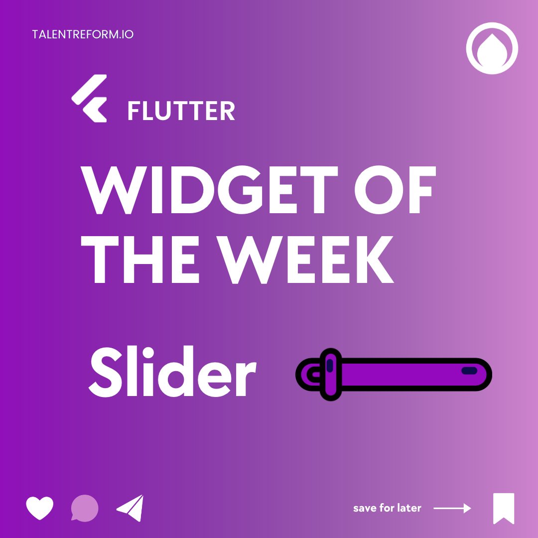 talentreform_'s tweet image. Check out the Slider widget from Flutter! This week&apos;s #FlutterWidgetOfTheWeek is all about giving users more control. By allowing them to slide to the exact value they want, your app can provide a more customized experience.

#flutter #dart #newmonth #techtips #vacancy #widgets