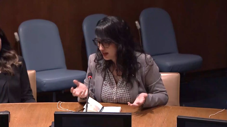 SEforALLorg's tweet photo. As a #WomanInEnergy from #Brazil 🇧🇷, @studentenergy's @duda_zoghbi shares that one of the main barriers that women like her face in the #energy sector is that “we barely have women in leadership roles in the government or private sector." #EnergizeHer #CSW67 https://t.co/pObJW4uZLe