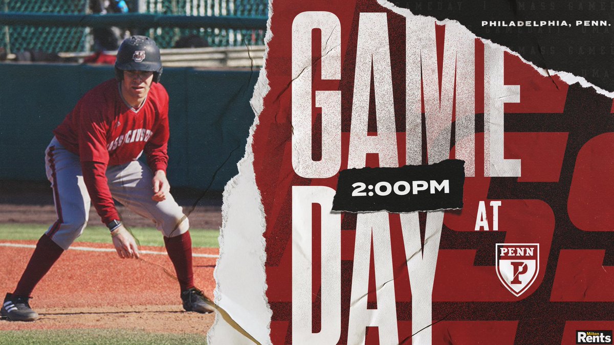 UMassBaseball's tweet photo. First of three in Philly! ⚾️

🆚 Penn
📍 Philadelphia, Penn.
🏟 Tommy Lasorda Field
⏰ 2 p.m. 
📺 ESPN+ 
💻 https://t.co/8stxrxcoXh
📊 https://t.co/HJ3REPiNfr

#Flagship 🚩 https://t.co/nuA8a4yEsC