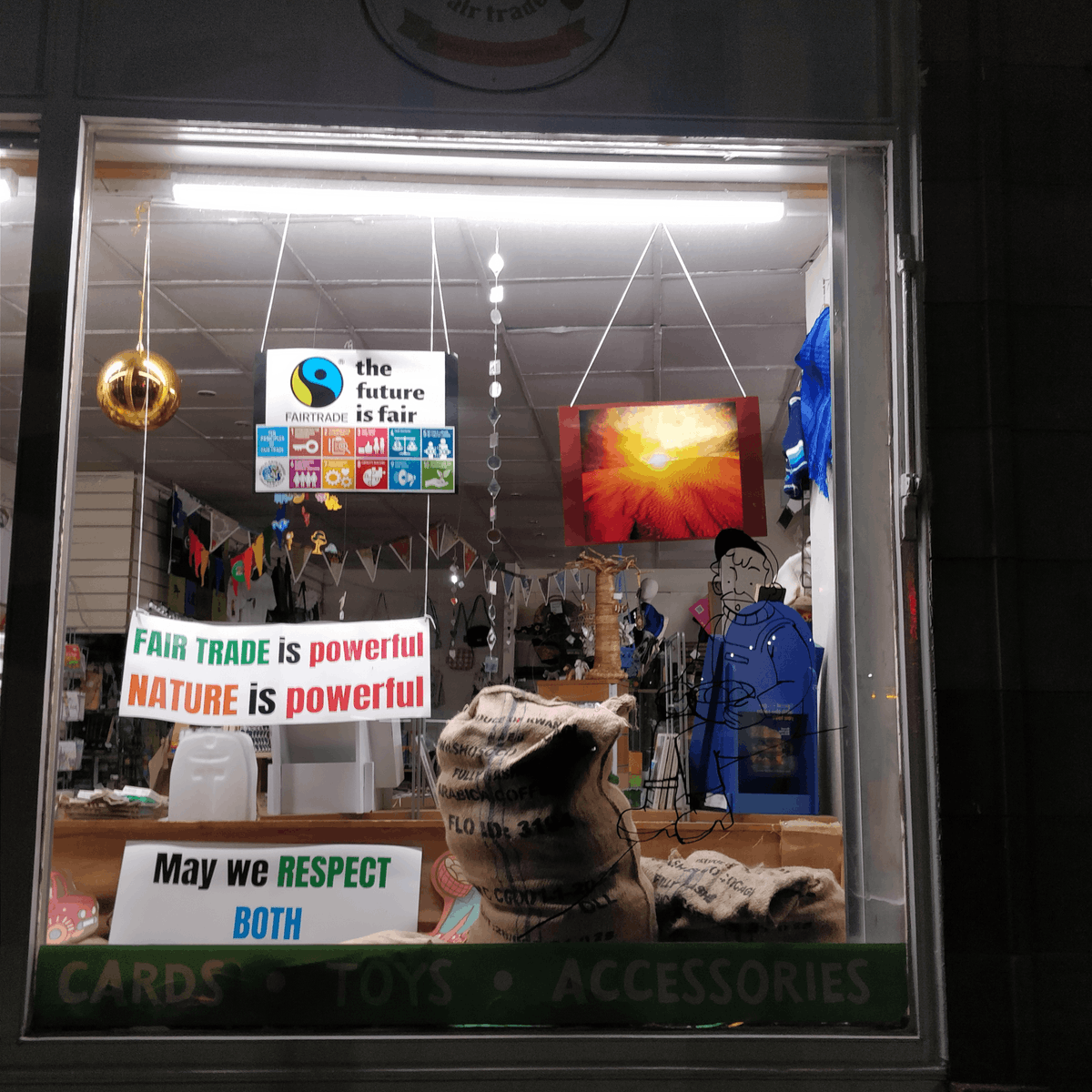 Being part of Fairtrade Fortnight, organised by <a href="/FairtradeUK/">Fairtrade Foundation</a>, is very important to us! This year it was from 27 February to 12 March.

We have decorated our windows to raise awareness of the importance of Fairtrade and how it echoes the respect we also need to have for nature 🌎