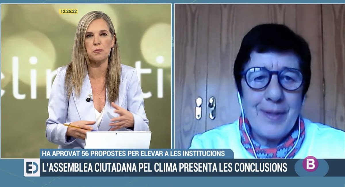 Mallorcaxclima's tweet photo. ⚠️La portaveu de l’Assemblea Ciutadana pel #Clima de #Mallorca, Ana Maria Muñoz, explica al programa “Els Dematins” d’ @IB3 les propostes que es varen aprovar i que han estat presentades, aquesta setmana, al #GovernBalear.
📺 https://t.co/Zh78npdzDj https://t.co/AaHxWie5eX