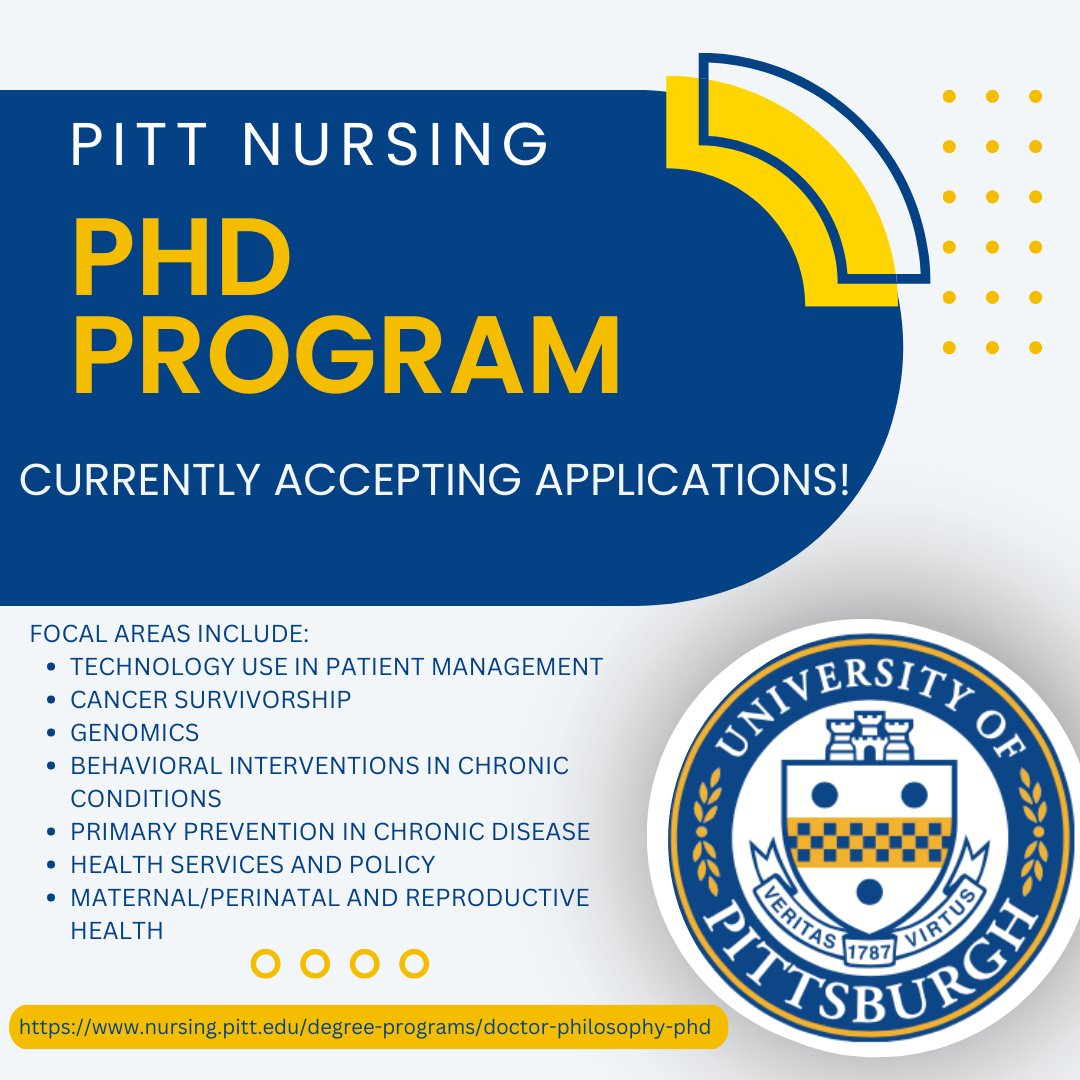 YOU can earn your PhD at #PittNursing! Applications into the program are being accepted right now. Learn more: nursing.pitt.edu/degree-program…