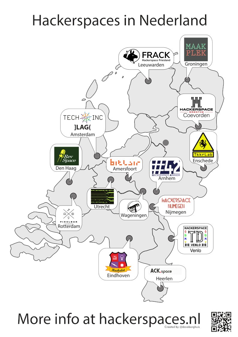 25 Maart is International hackerspace day, de volgende spaces doen mee : <a href="/ACKspace/">Hackerspace ACKspace</a> #heerlen @bitlair #amersfoort <a href="/hackerspacedr/">Hackerspace Drenthe</a> #Coevorden <a href="/maakplek/">Maakplek</a> #groningen  <a href="/NURDspace/">NURDspace Wageningen</a> #Wageningen <a href="/revspace/">revspace</a> #denhaag <a href="/spaceleiden/">Space Leiden</a> #leiden <a href="/techincognita/">TechnologiaIncognita</a>  #amsterdam <a href="/tkkrlab/">TkkrLab</a> #Enschede <a href="/TDvenlo/">TDvenlo</a>