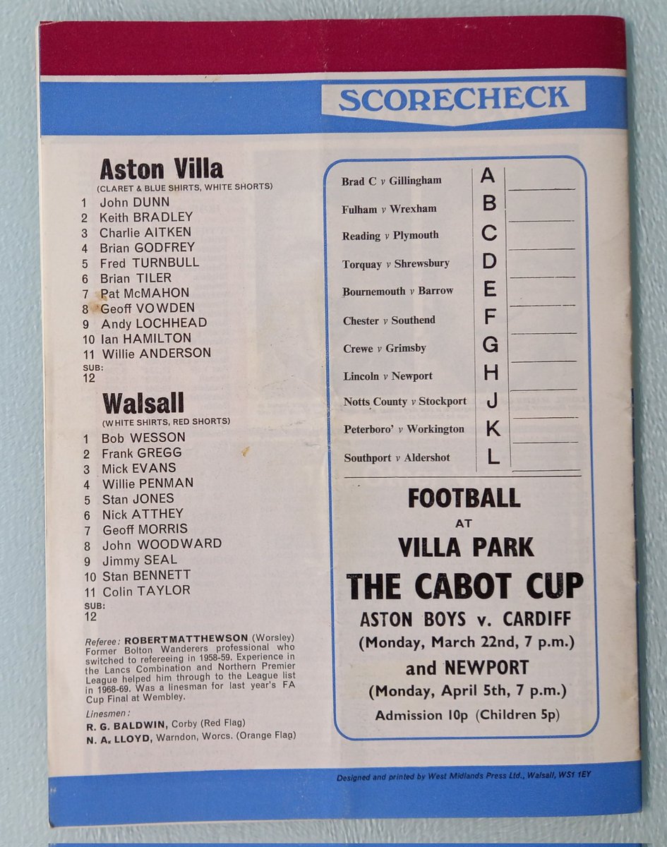 AndrewUllah's tweet photo. Played On This Day 1971 @AVFCOfficial 0-0 @WFCOfficial Attendance 37,642 #astonvilla #AVFC #VillaPark #Walsall https://t.co/6AY0ScLwWw
