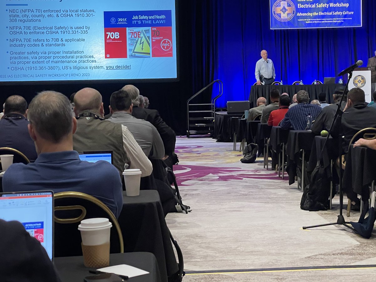 ElectricalSafeT's tweet image. Thursday at ESW: IEEE IAS Conference was a day full of learning and recognition- we also did some networking a socializing too. Still 1/2 a day of presentations and then on to CEUs and tutorials. 
#ESWIEEEIAS #IEEE #IAS #safety #electricalsafety #workersafety