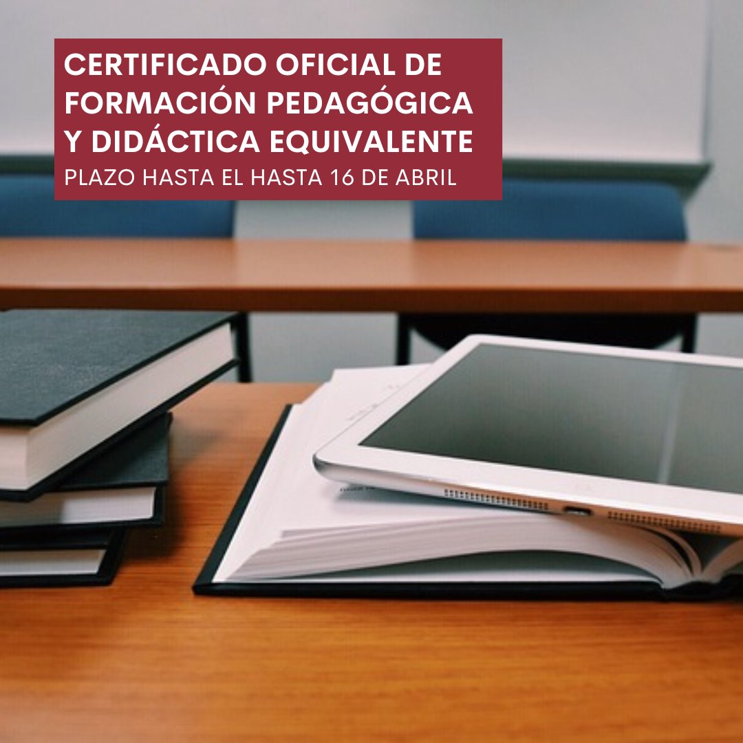 UMU's tweet photo. Obtén el Certificado Oficial de Formación Pedagógica y Didáctica Equivalente (COFPyDE) en la UMU para habilitarte como profesor de Formación Profesional
➡ https://t.co/UNlioiyx2D

#EstudiaenlaUMU https://t.co/fdNQWl3ulD