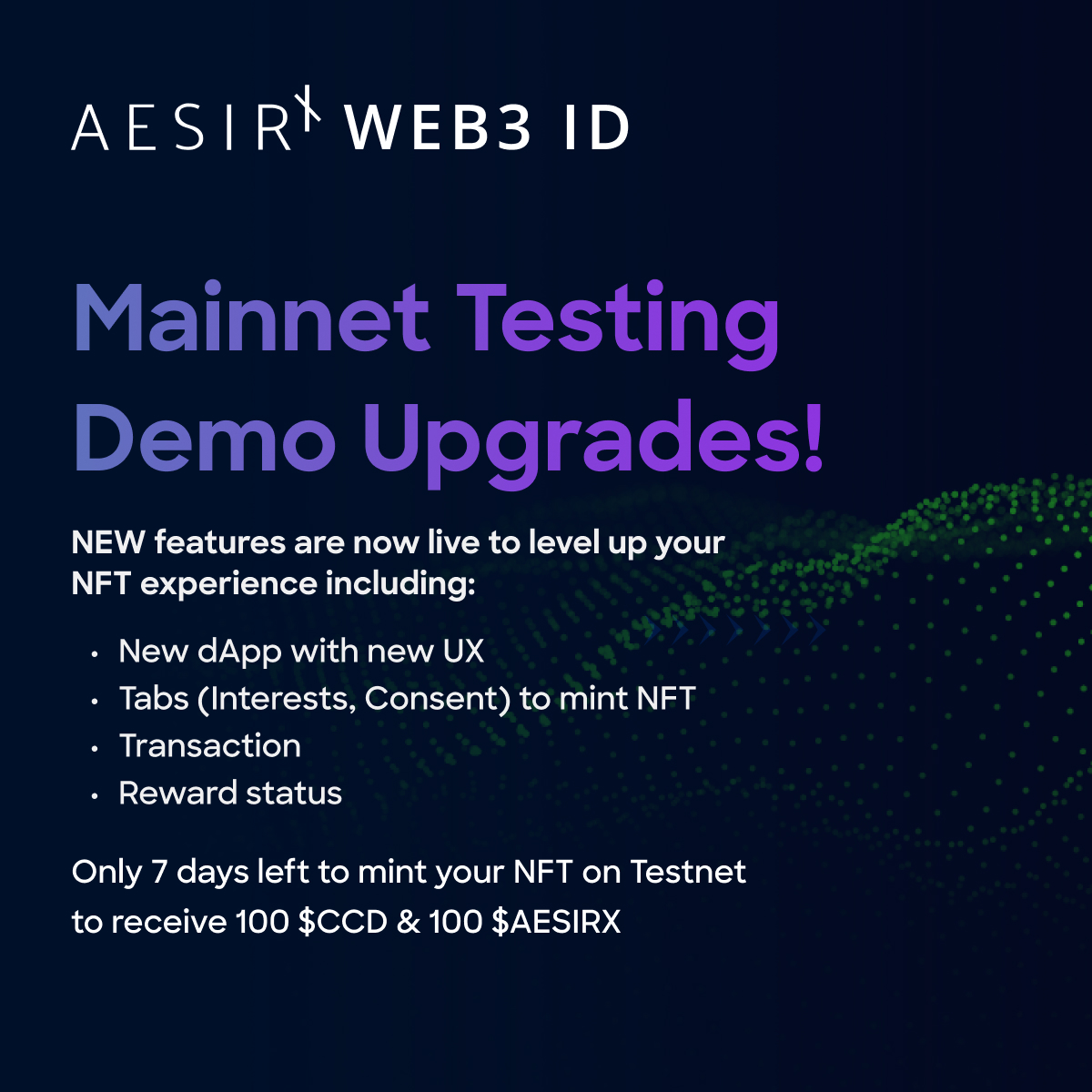 aesirxio's tweet photo. Get new features with the AesirX WEB3 ID Mainnet Testing Demo! Complete few simple steps to earn $100 CCD and $100 AesirX. Go to: https://t.co/rHKykC7x20 to experience the new and improved AesirX WEB3 ID Mainnet Testing Demo. Join the Telegram channel at https://t.co/65rf2HosQU https://t.co/gtbHCtkZCE