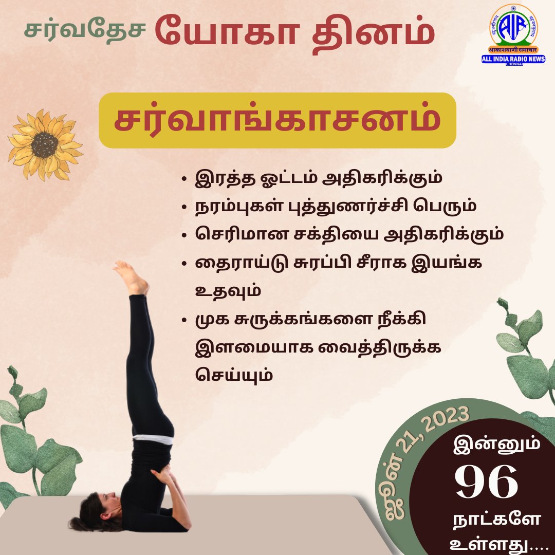 AIRNews_Chennai's tweet photo. #InternationalYogaDay #96daystogo #yogafortoday #Sarvangasanam https://t.co/Hx0mOWzDOS