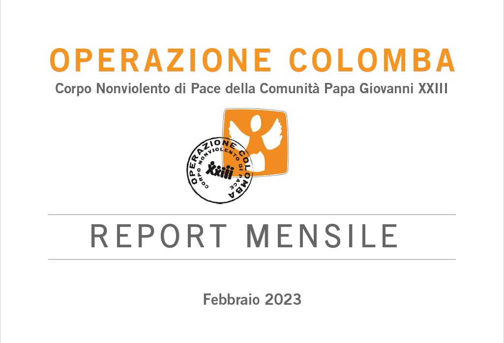 Operazione Colomba (@opcolombaapg23) on Twitter photo Report mensile delle attività di #OperazioneColomba a febbraio 2023
Notizie dai progetti:
📌 Palestina – Israele
📌Colombia
📌Libano – Siria
📌Cile
📌Ucraina (in podcast)
Leggi il report sul sito di Operazione Colomba
operazionecolomba.it/report/2023/re… Report mensile delle attività di #OperazioneColomba a febbraio 2023
Notizie dai progetti:
📌 Palestina – Israele
📌Colombia
📌Libano – Siria
📌Cile
📌Ucraina (in podcast)
Leggi il report sul sito di Operazione Colomba
operazionecolomba.it/report/2023/re…