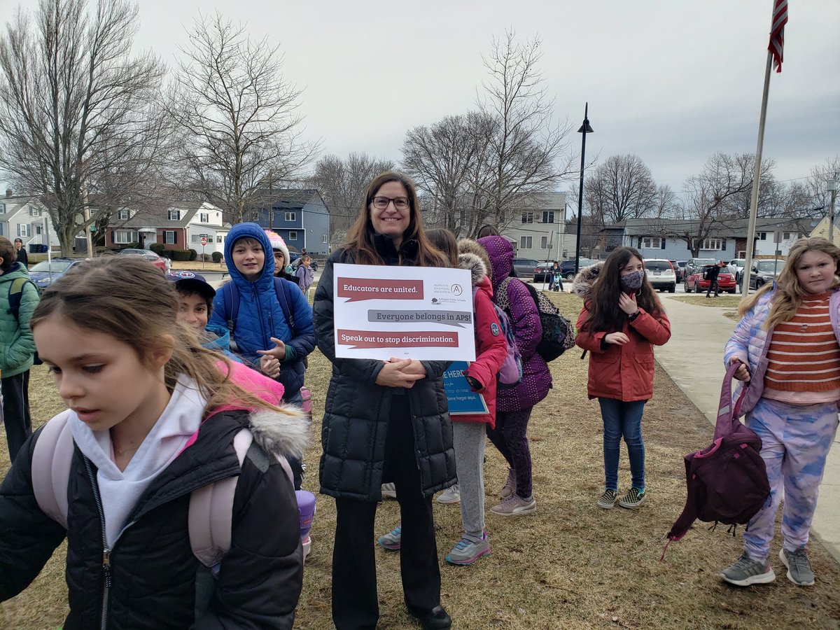 Thank you <a href="/ArlingtonMAPS/">Arlington Public Schools, MA</a> <a href="/lizhoman/">Liz Homan</a> <a href="/arlingtonmagov/">Town of Arlington, MA</a> <a href="/ArlingtonMAPD/">Arlington MA, Police Department</a> for taking a vocal stand against hate! Grateful my daughter started her school day with messages of support, anti-discrimination, and love. #standout arlingtonma.gov/Home/Component…