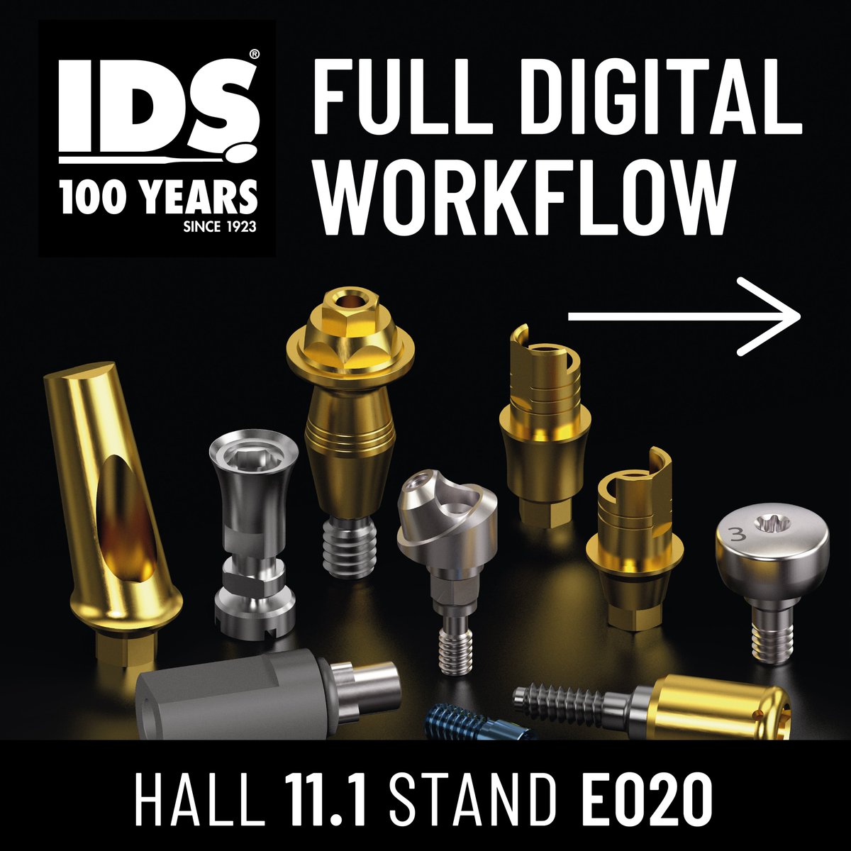 SmartImplantSol's tweet photo. Invite you to visit us. Hall 11.1, Stand E020. 
#fulldigital #abutments #dentallab #dentalclinic #implantes #implantologia #dentalimplants #multiunit #analog #tibase #scanbodies #cadcamdental #cadcam #ids2023 #IDScologne https://t.co/uKB00BAYl3